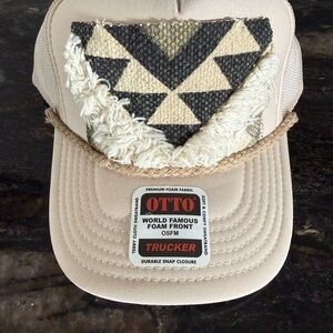 Cream Trucker Hat with Textured Patch